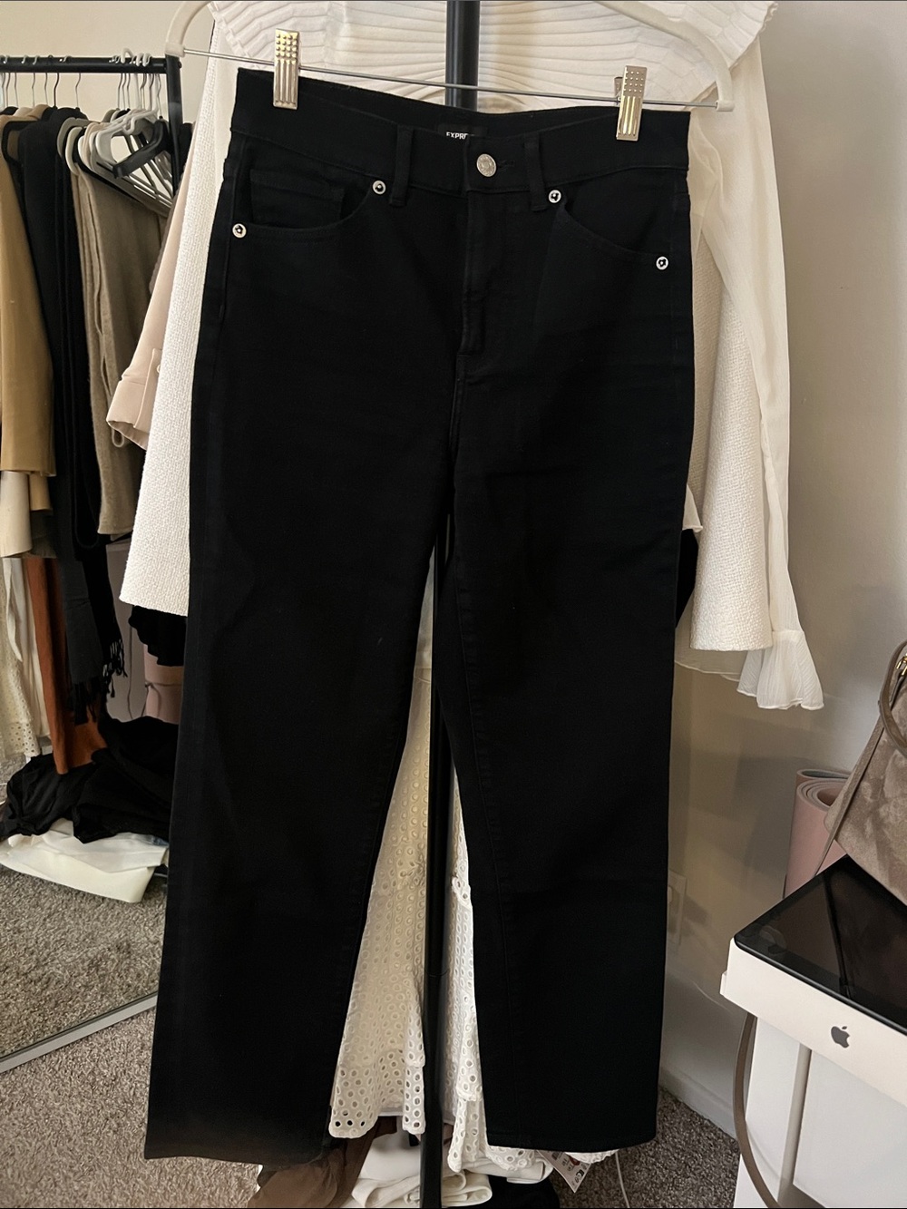 Express Black Straight-Leg Jeans